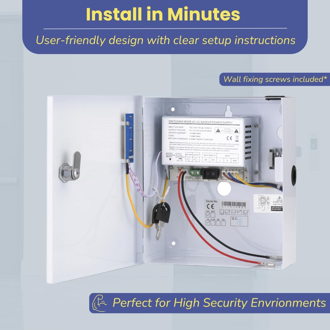 12v power supply with metal lockable box featuring user-friendly design for easy installation