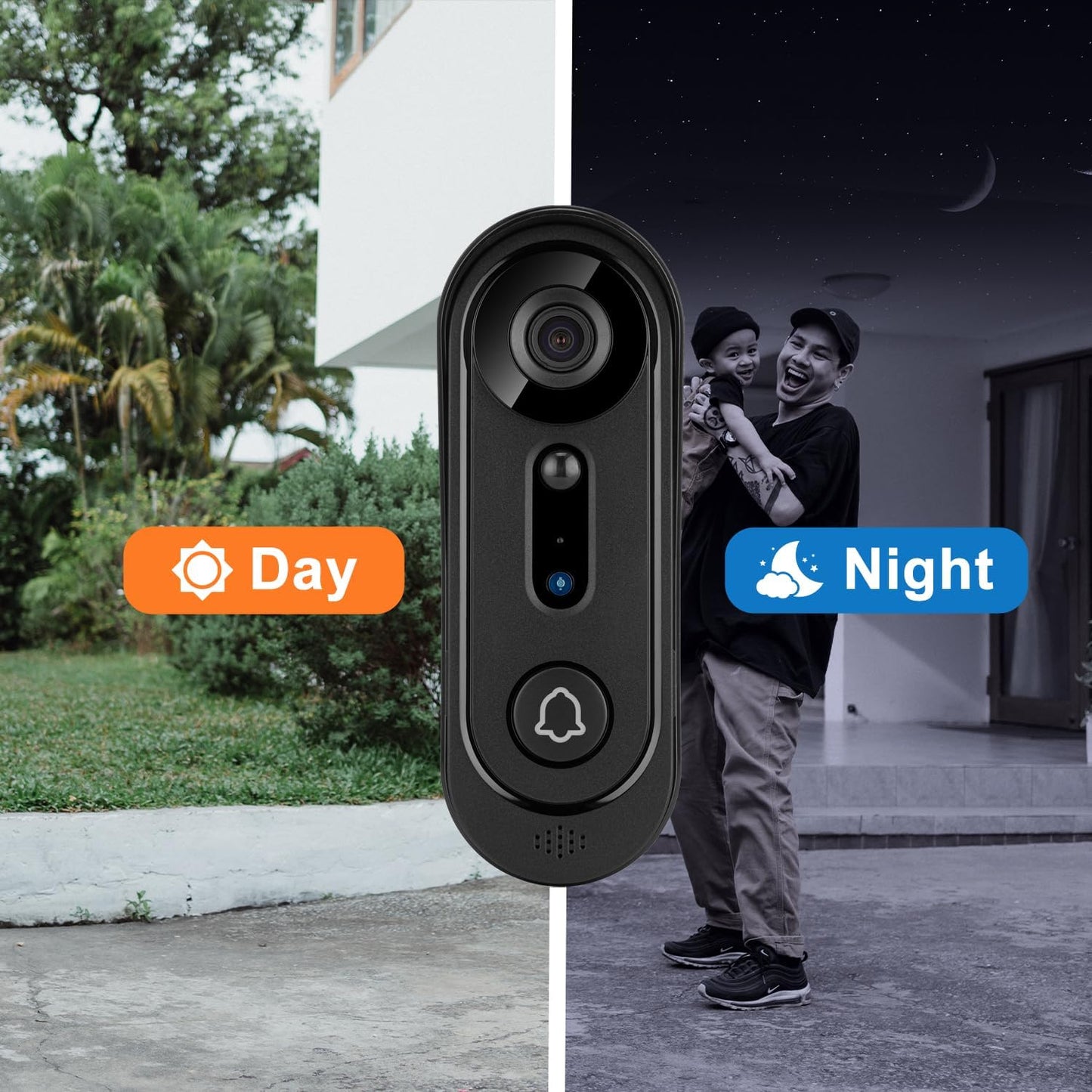 Rboxihen 2K wireless video doorbell camera with daytime and nighttime features for enhanced home security