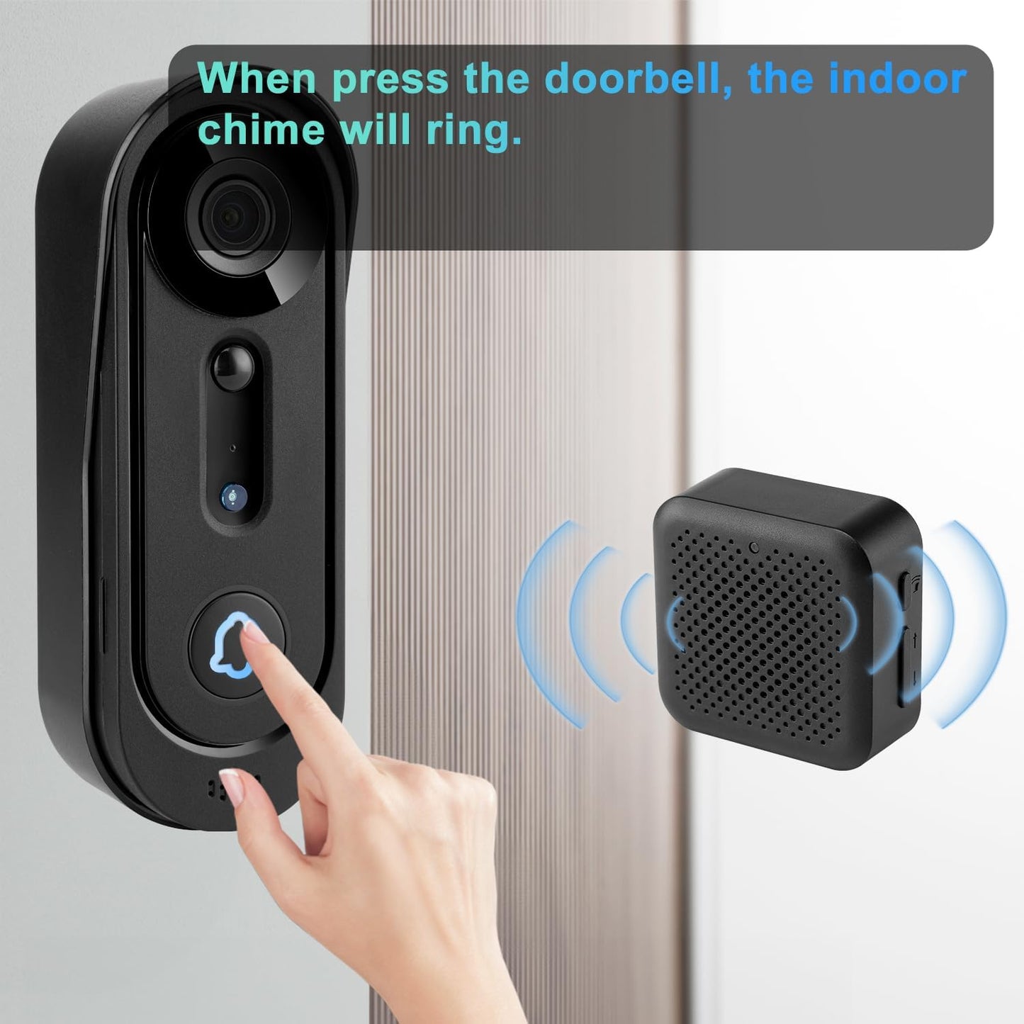 Rboxihen 2K wireless video doorbell camera with indoor chime for enhanced home security