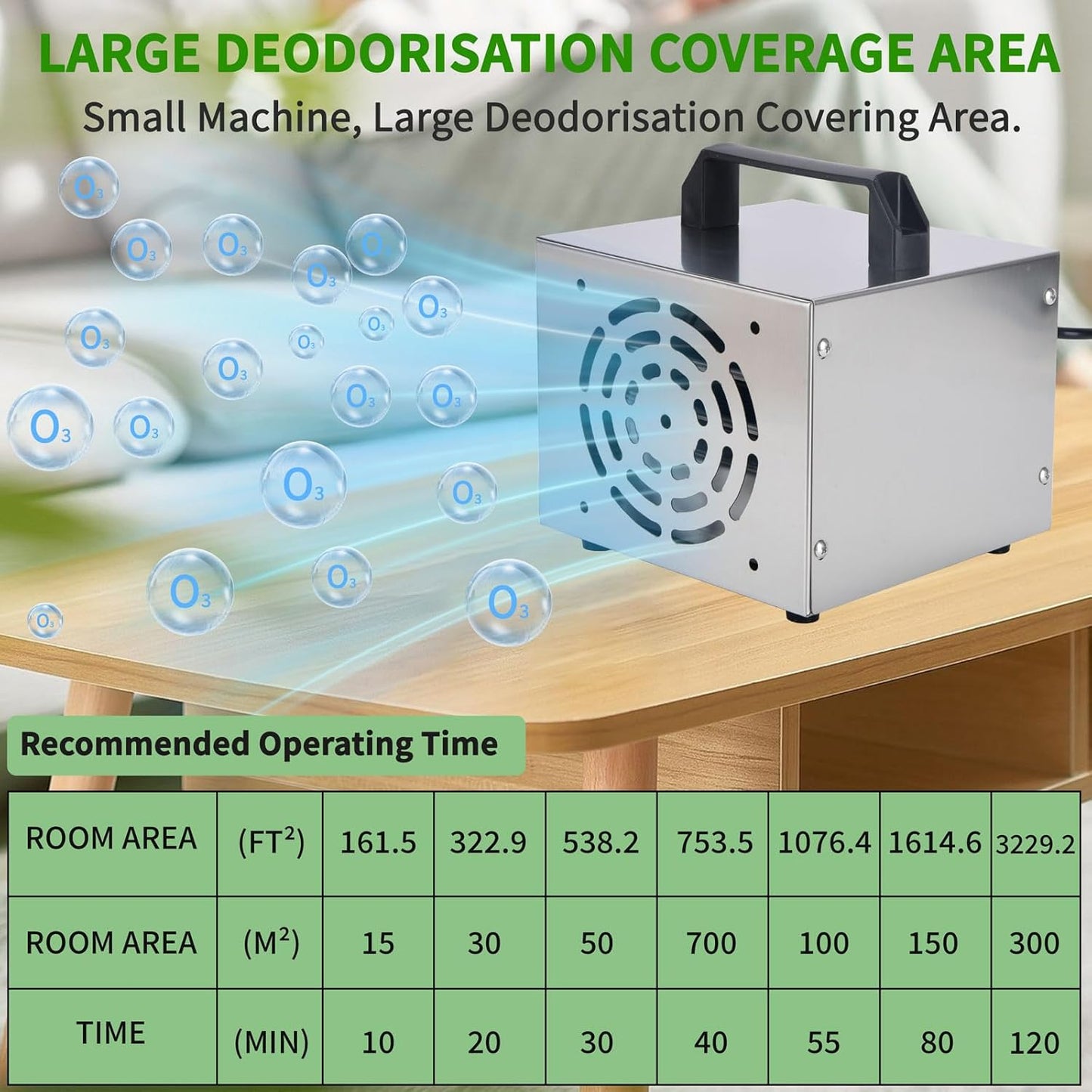 Umelee industrial ozone air purifier with large deodorisations coverage area for effective air cleaning