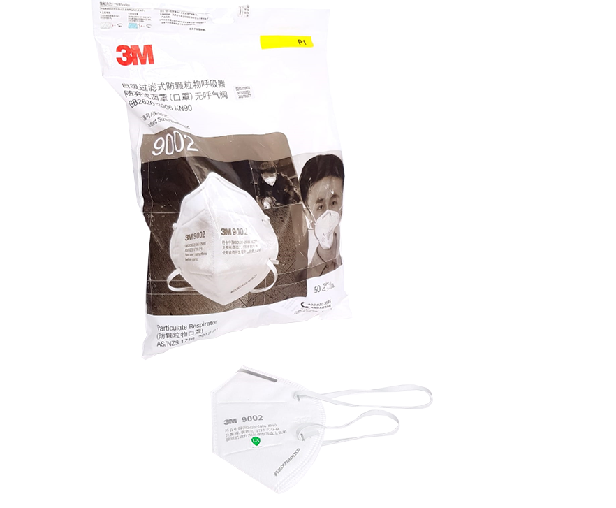 3M 9002 KN90 face masks pack featuring high filtration efficiency for respiratory protection