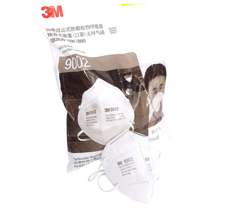 3M 9002 KN90 face masks pack featuring two lightweight and breathable face masks for effective protection