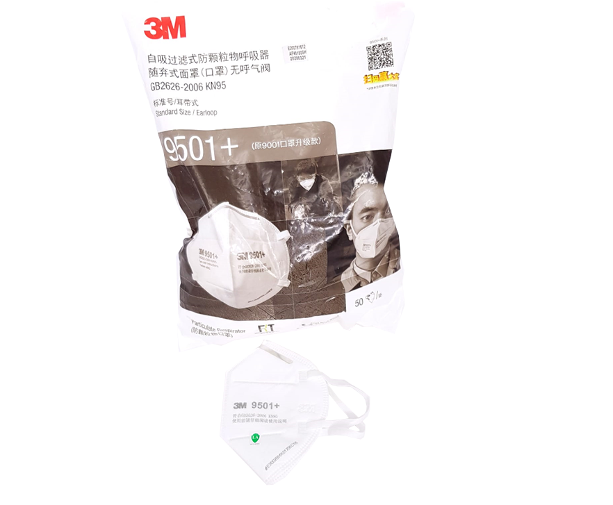 3M 9501+ KN95 face masks pack of 50 with secure fit design for effective protection