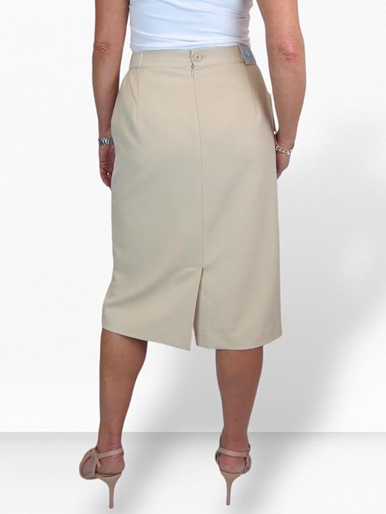 Beige Lined Pencil Skirt for Women (Size 16)