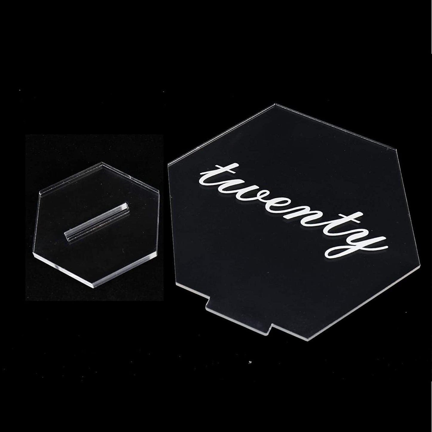 11.7 * 10.2cm Clear Acrylic Place Cards with Printed Calligraphy Number for Wedding Tables (21)