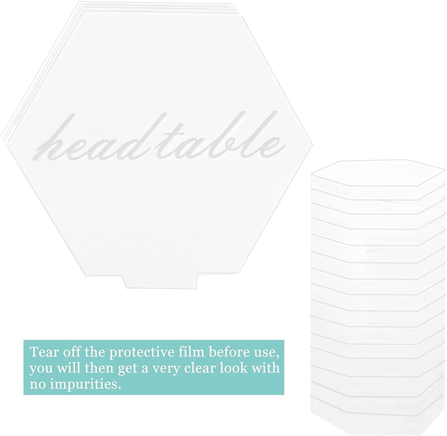 11.7 * 10.2cm Clear Acrylic Place Cards with Printed Calligraphy Number for Wedding Tables (21)