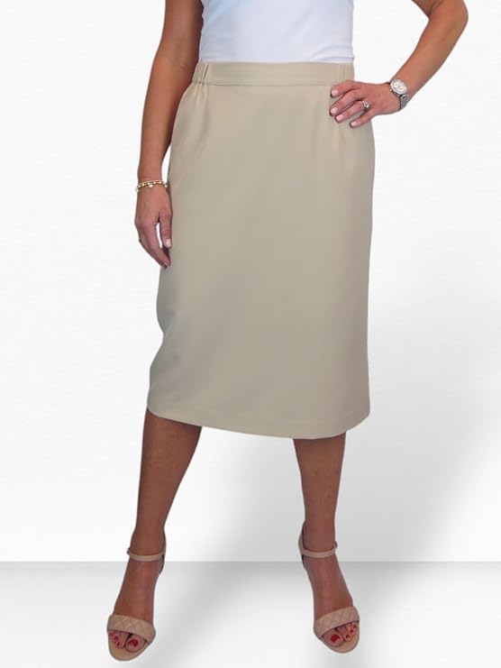 Beige Lined Pencil Skirt for Women (Size 16)