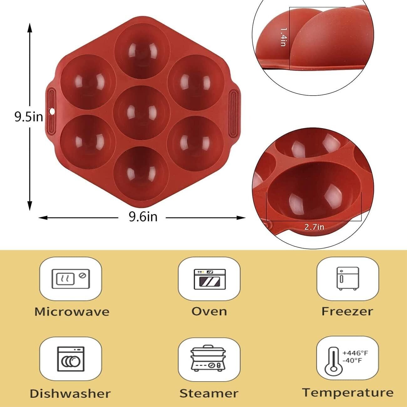 Silicone Chocolate Mould, 7 Holes Non Stick Circle Moulds (2 Pack)