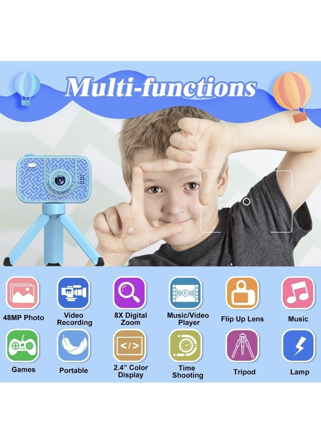 Tesla Hero Kids Camera With Flip Up Lens, Selfie & Video Mode