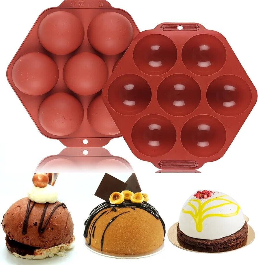 Silicone Chocolate Mould, 7 Holes Non Stick Circle Moulds (2 Pack)