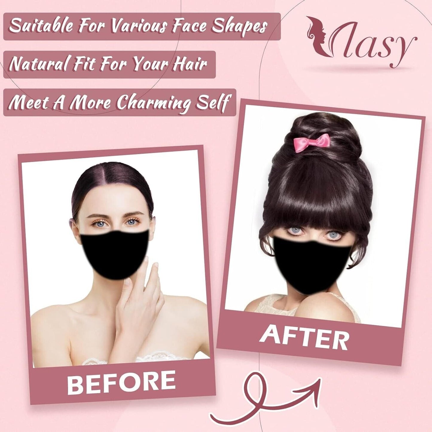 Vlasy 8inch Clip In Fringe Bangs Hair Extensions