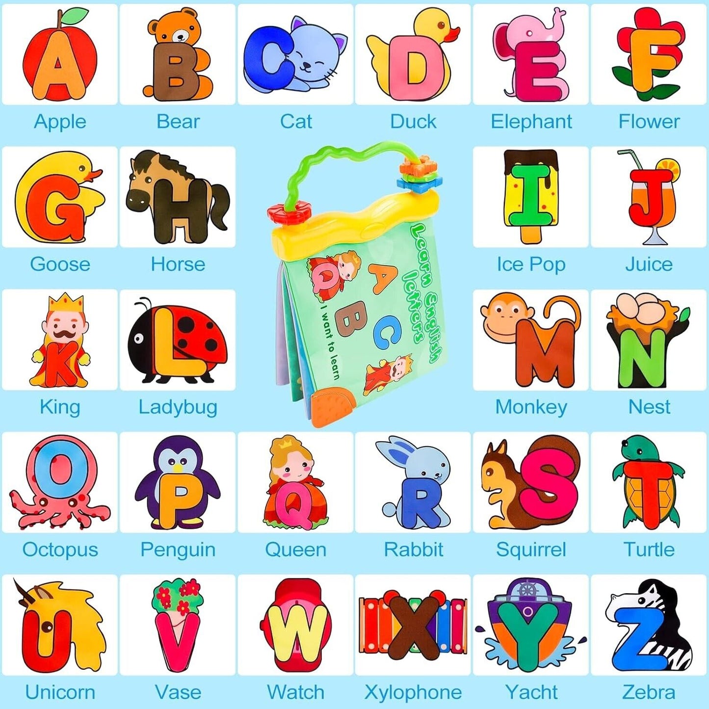 Sirecal Baby Sensory Book Toys, Learn English Letters