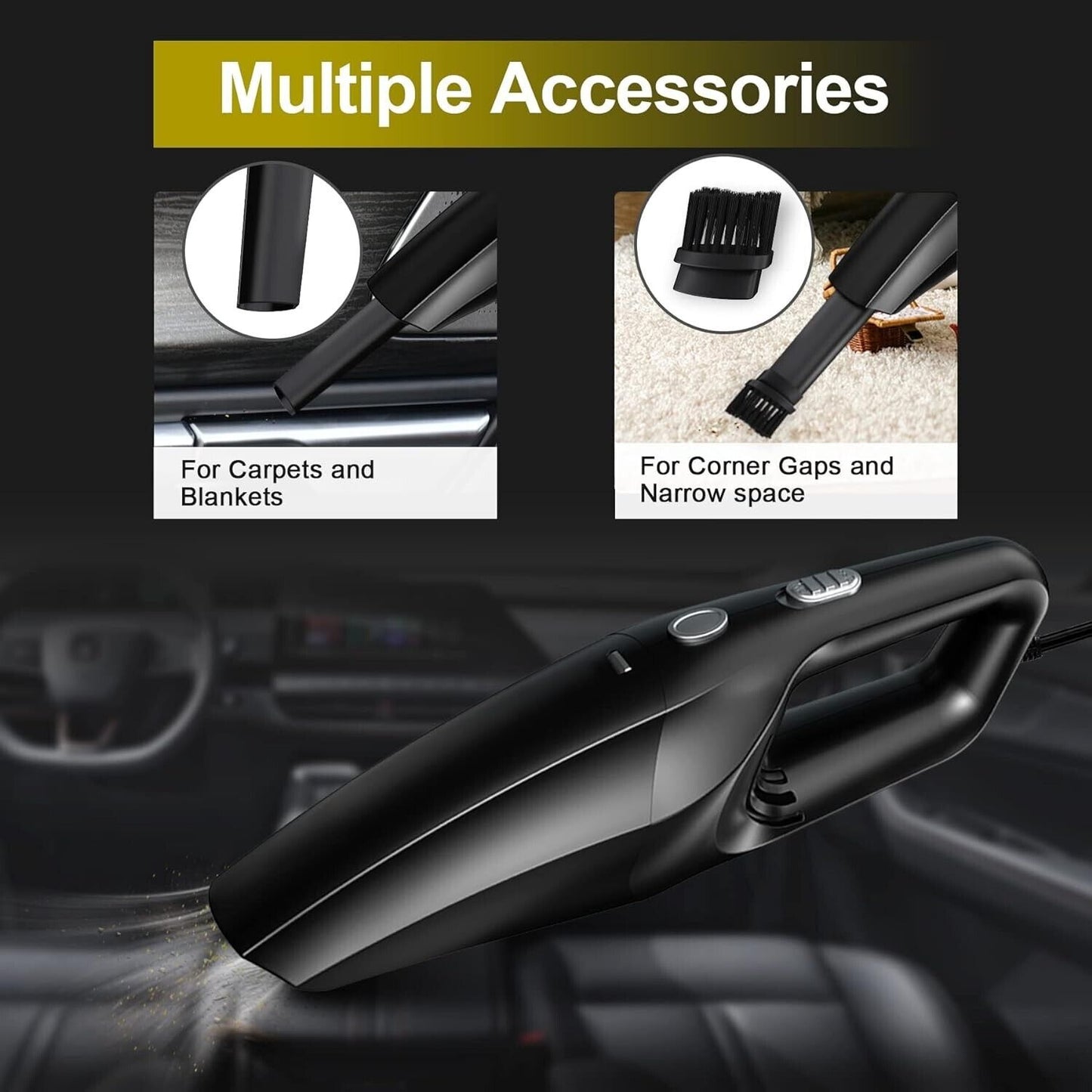 TEMOLA Car Vacuum Cleaner, 12V High Power Portable Handheld Vacuum TS10c HEPA
