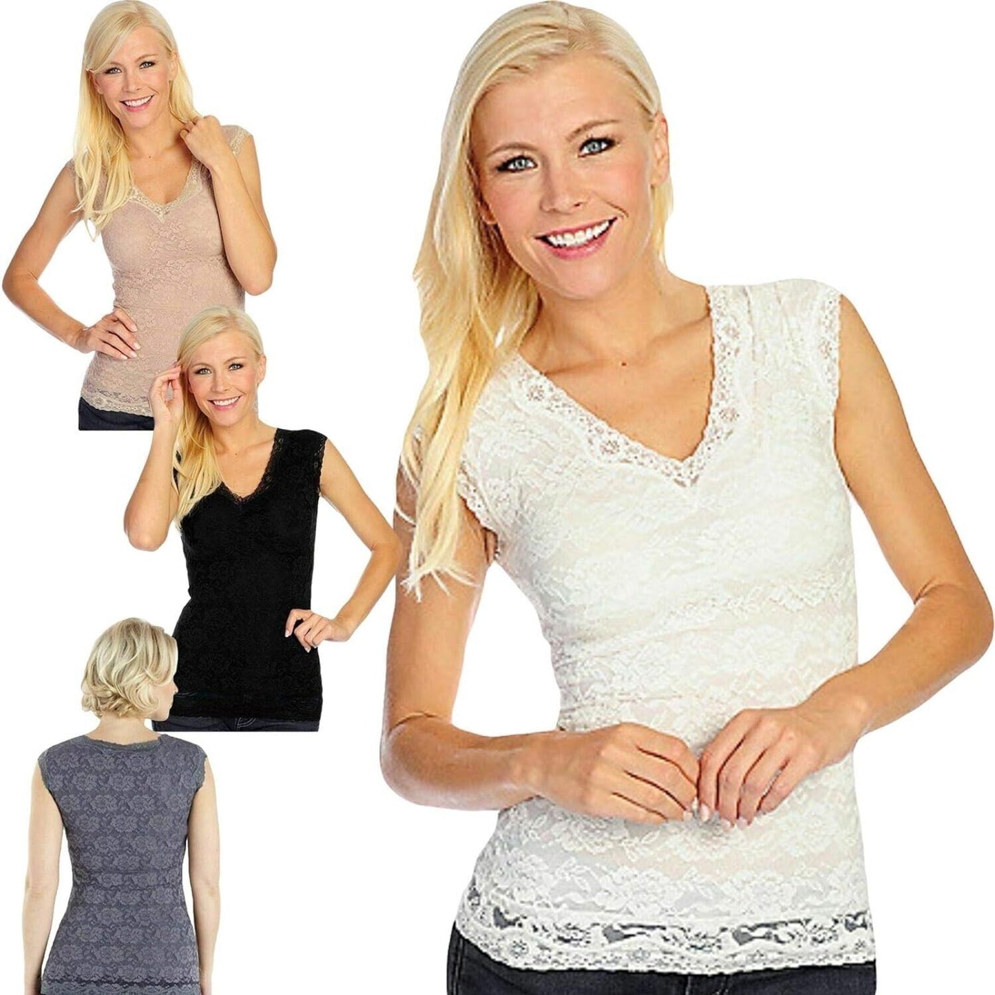 Slim N Lift Caresse Shapewear Stretch Lace Sleeveless V-Neck Corset Body Top