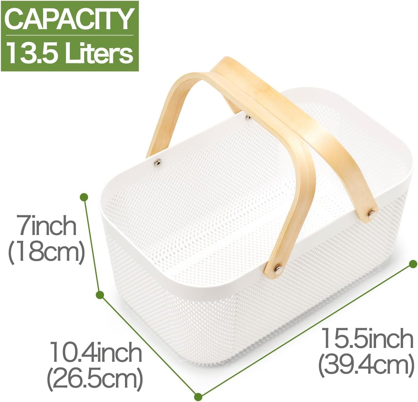 EZOWare plastic mesh garden harvest baskets with a capacity of 13.5 litres and bamboo handle for easy carrying