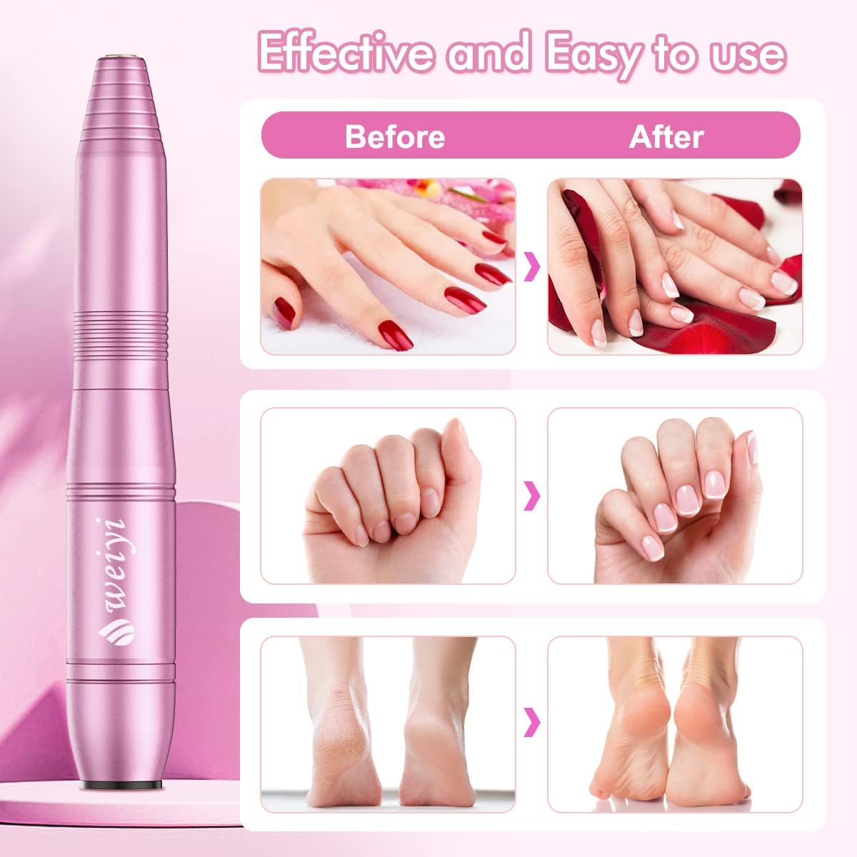 Nail Drill, Electric Nail Drill USB, Electric Nail Files Professional 20000 RPM Adjustable