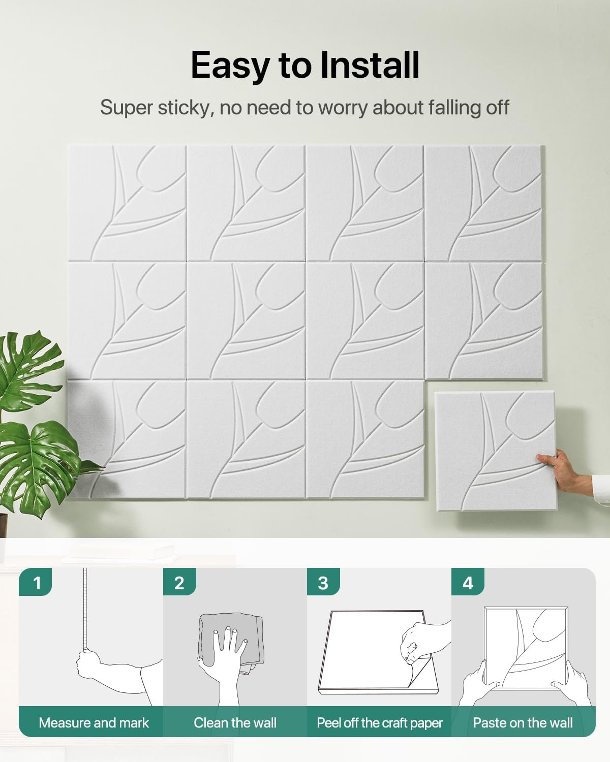 Sound Proofing Panels Self-Adhesive 12 Pack (30x30x0.9cm)