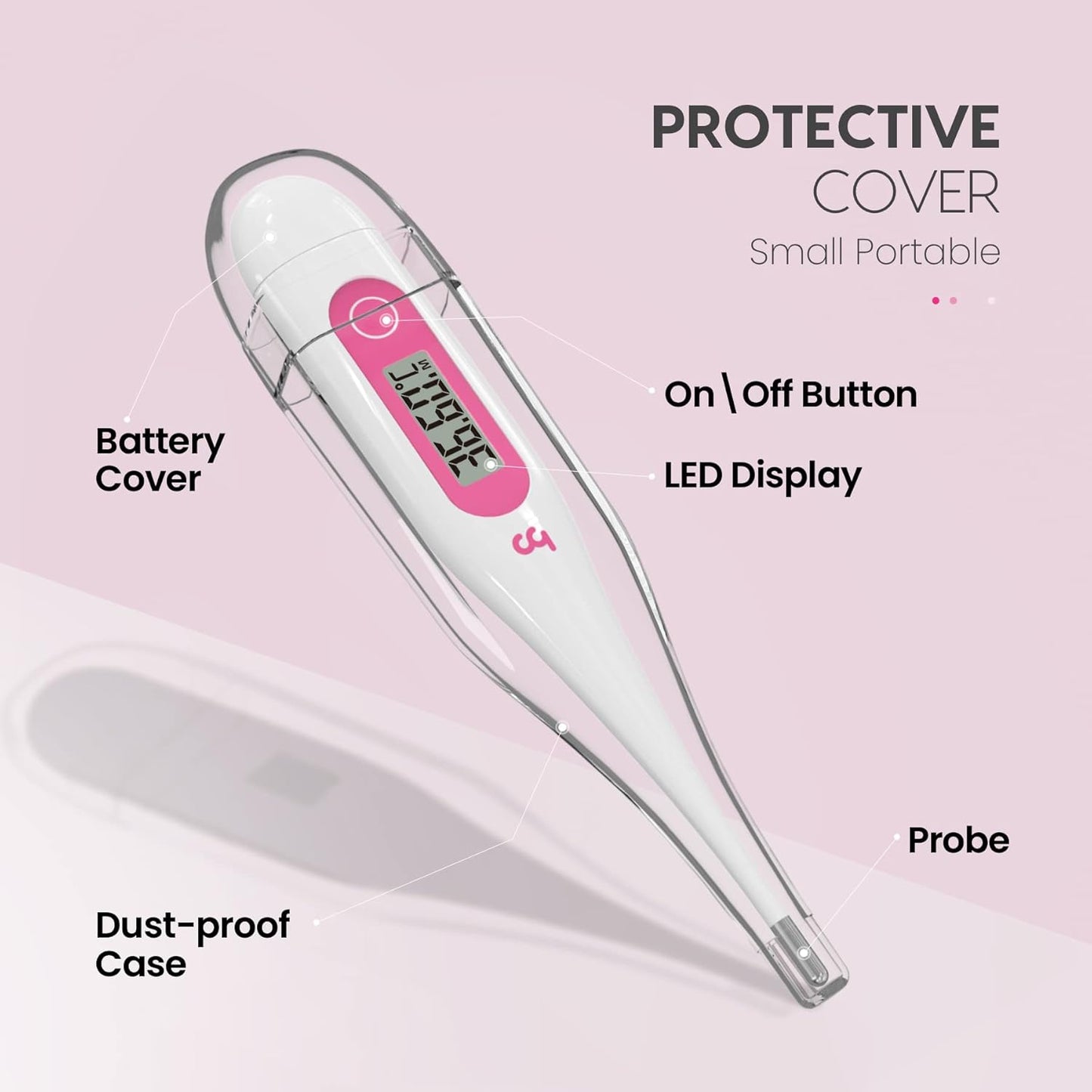 Body Temperature Thermometer, Digital Basal Thermometer for Fertility Monitor (Pink)
