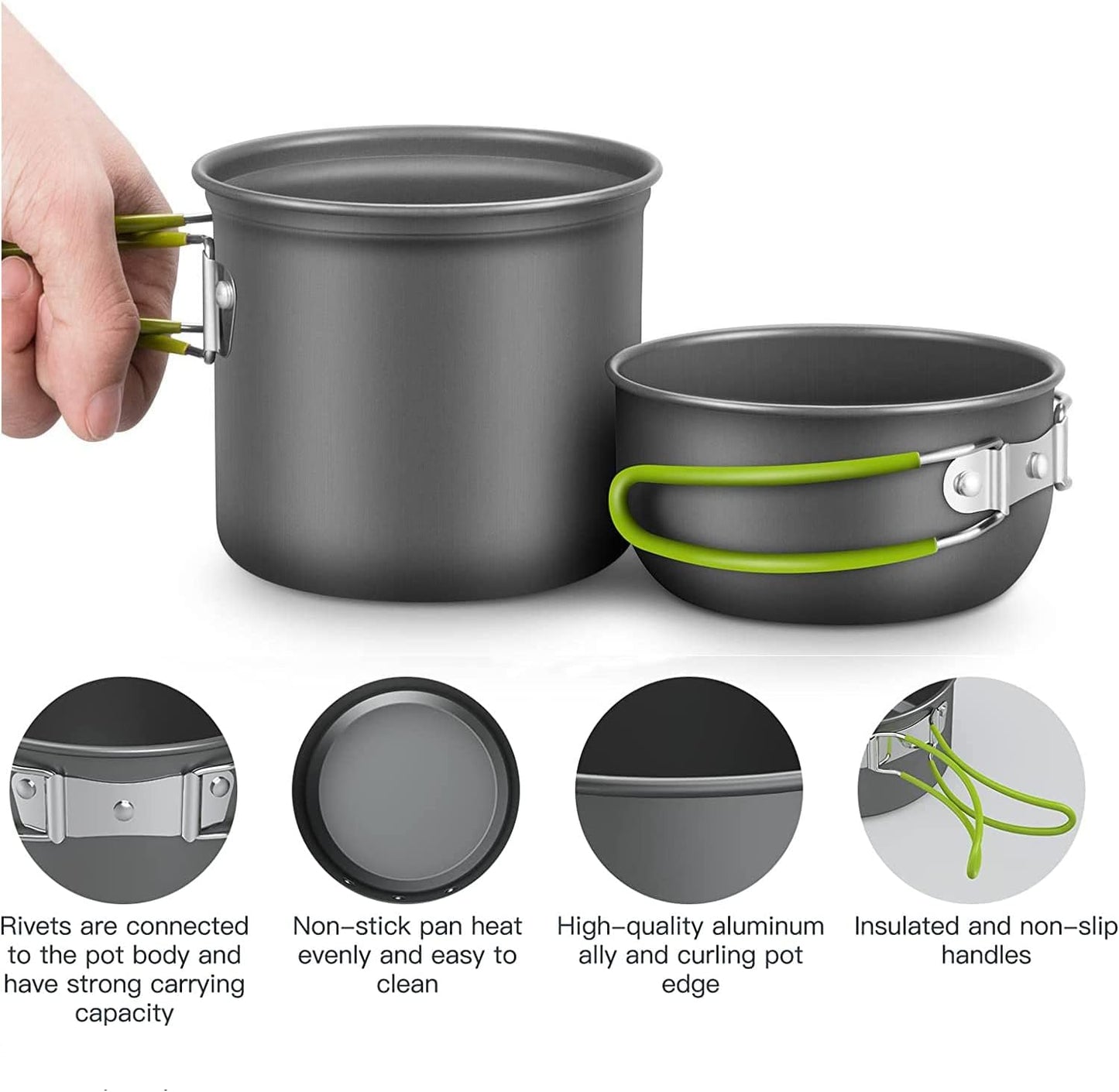 Camping Cookware Mess Kit, Cooking Gear for Outdoor, Cooking Equipment