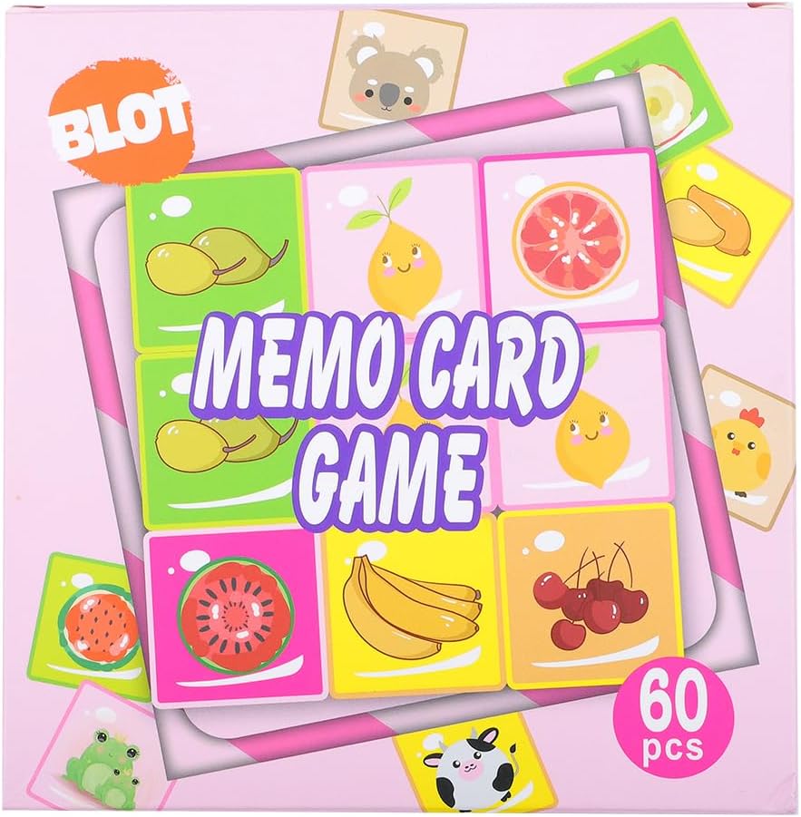 BLOT Memory Games for Kids 60pcs Memory Matching Game Cute Animal Fruit Memory Cards