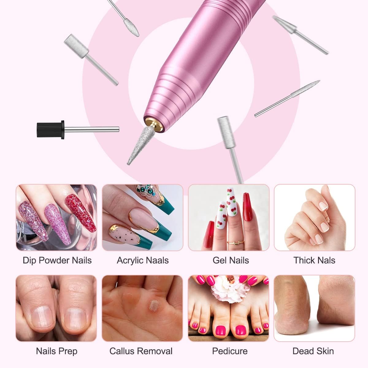 Nail Drill, Electric Nail Drill USB, Electric Nail Files Professional 20000 RPM Adjustable