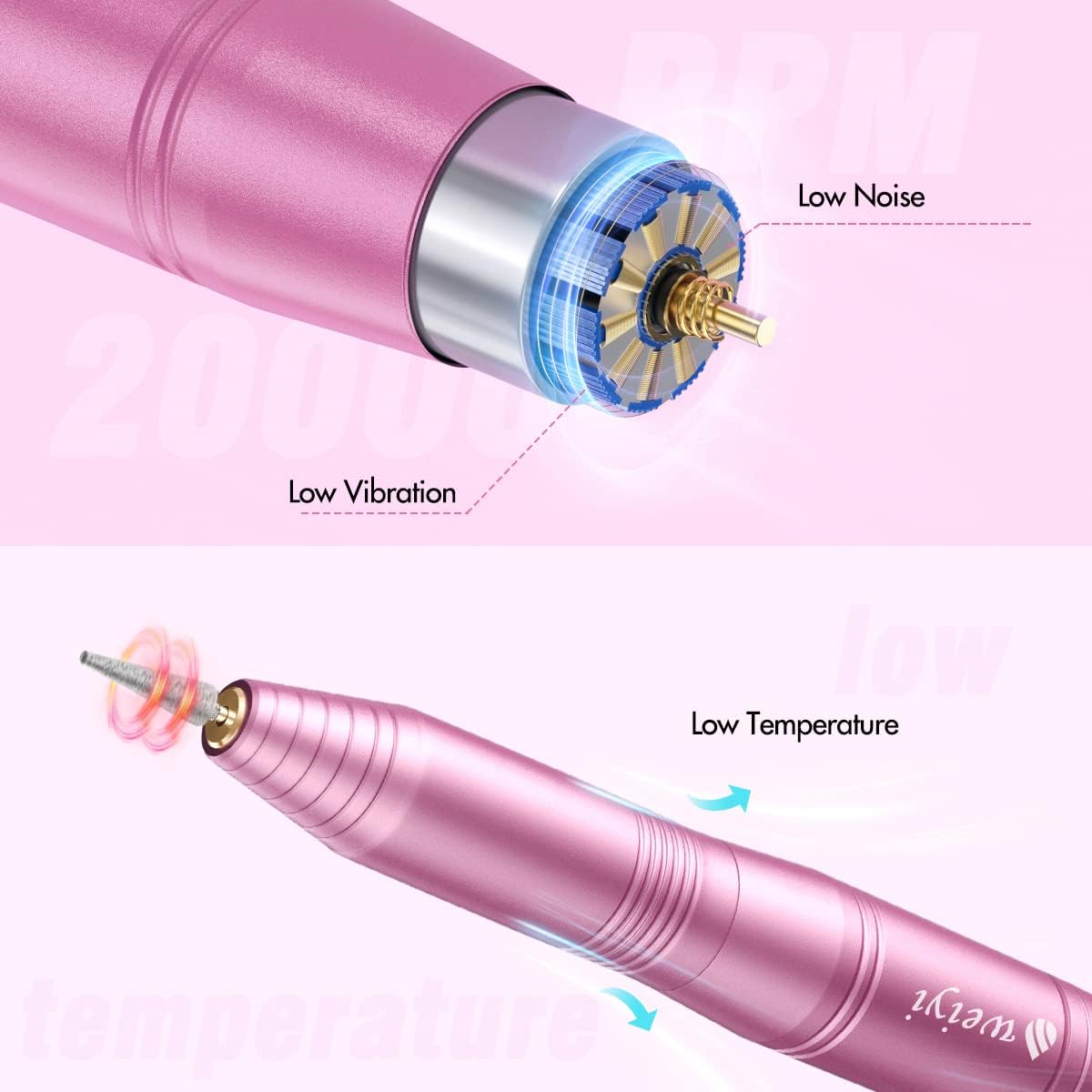 Nail Drill, Electric Nail Drill USB, Electric Nail Files Professional 20000 RPM Adjustable