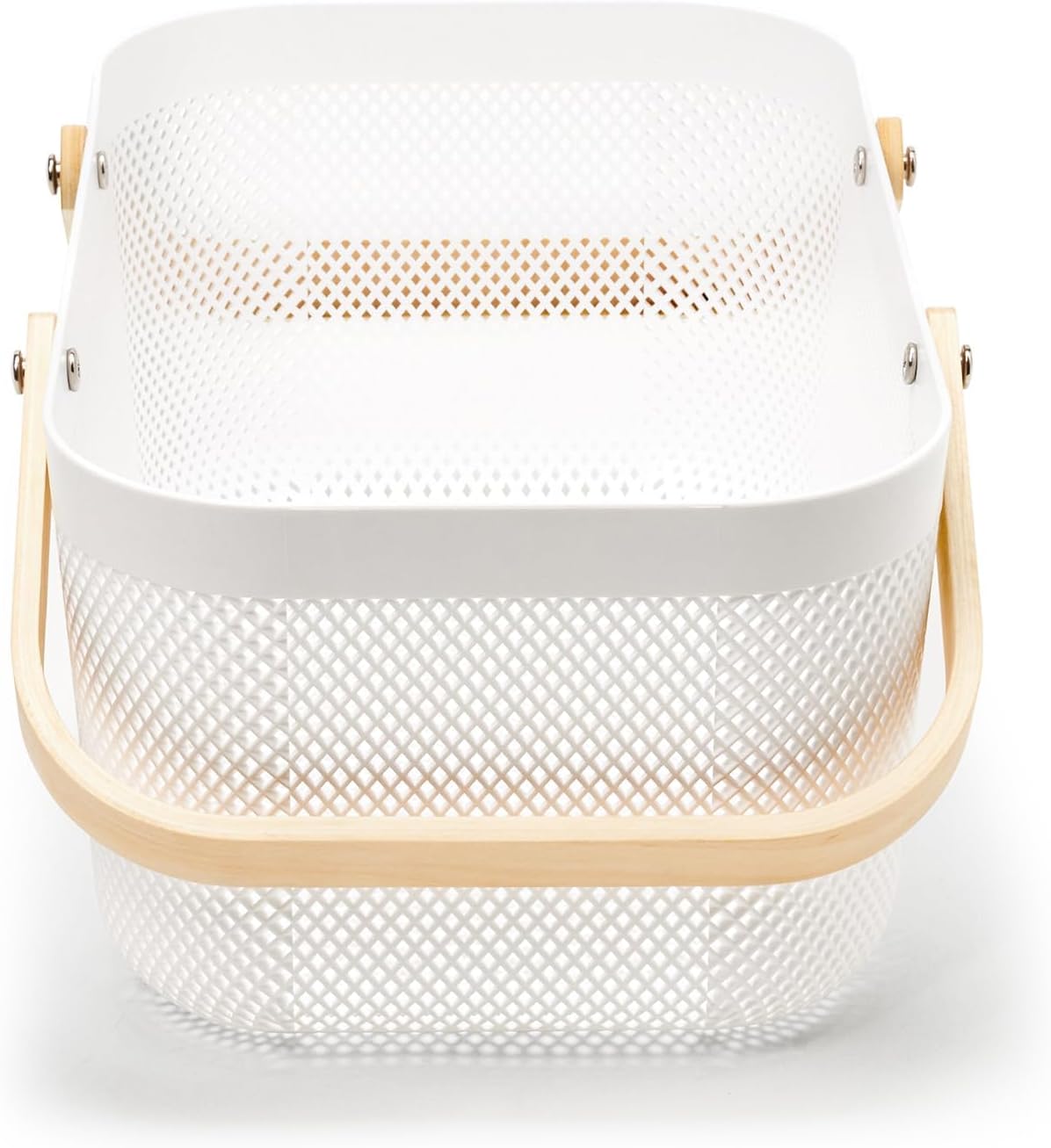 EZOWare plastic mesh garden harvest baskets with wooden handles for easy carrying and storage