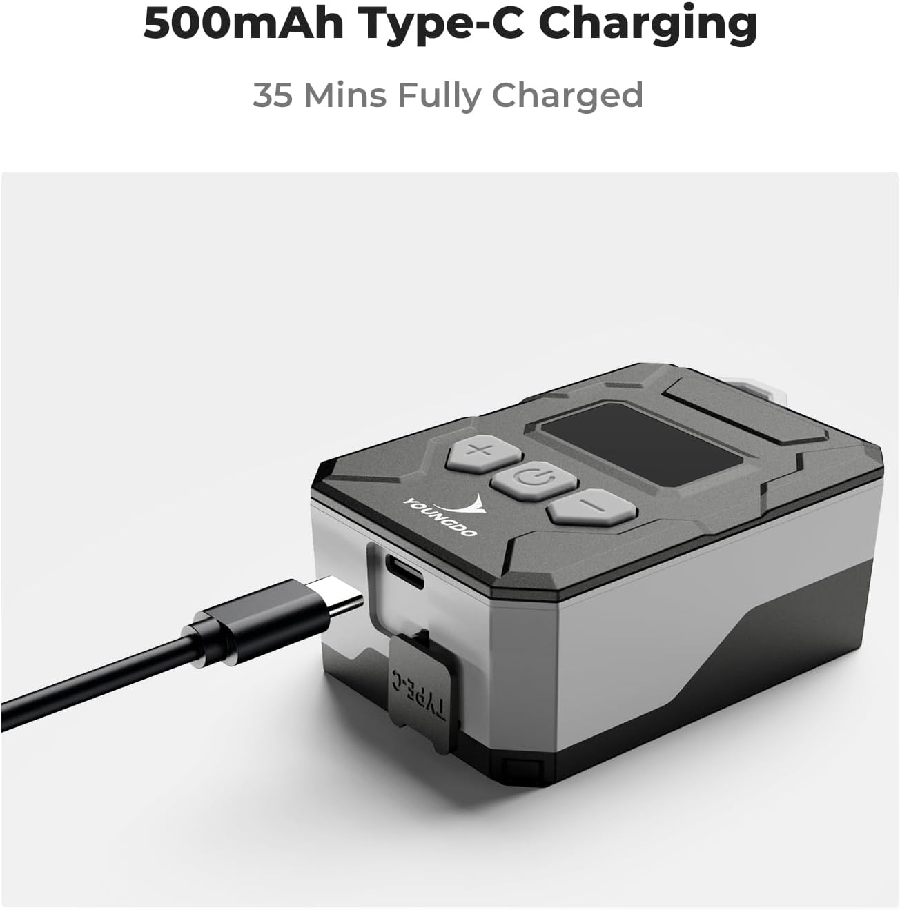 150PSI mini Bike Pump, YOUNGDO Tire Inflator with Digital Pressure Gauge, Auto Stop Type-C Function