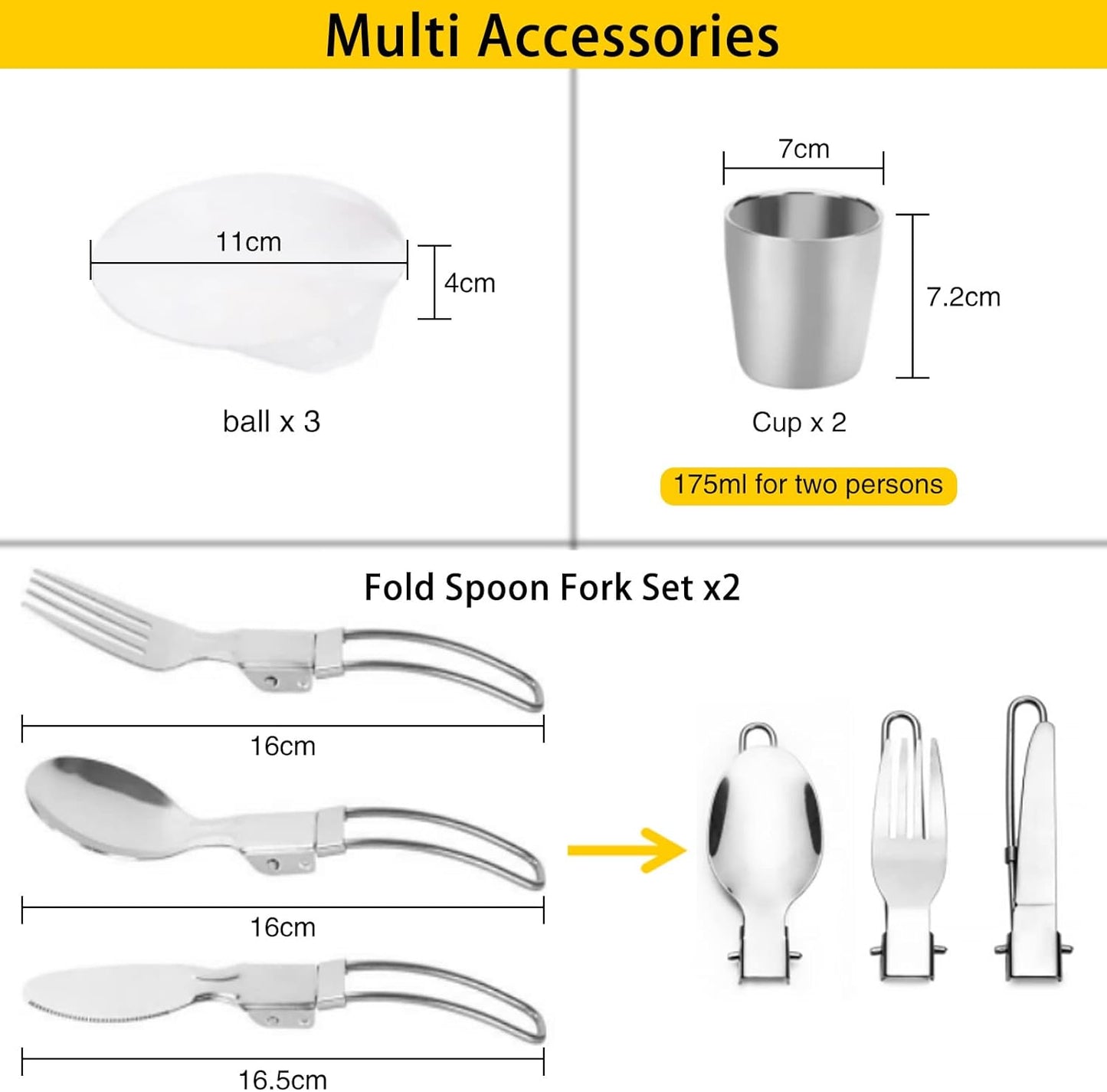 Camping Cookware Mess Kit, Cooking Gear for Outdoor, Cooking Equipment