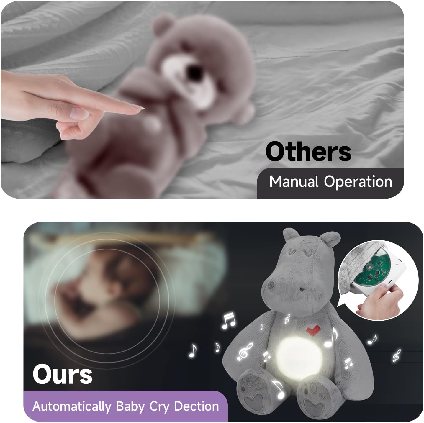 Voices Baby Plush Toy AI Smart Cry Detection Musical White Noise Machine