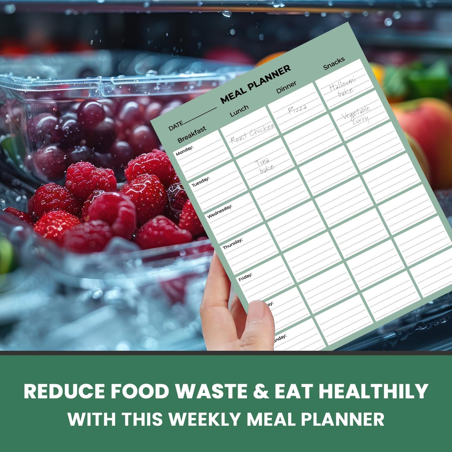 Magnetic Weekly Meal Planner Pad Days of The Week 52 Sheets, Scheduler, Task Notes and to Do Lists