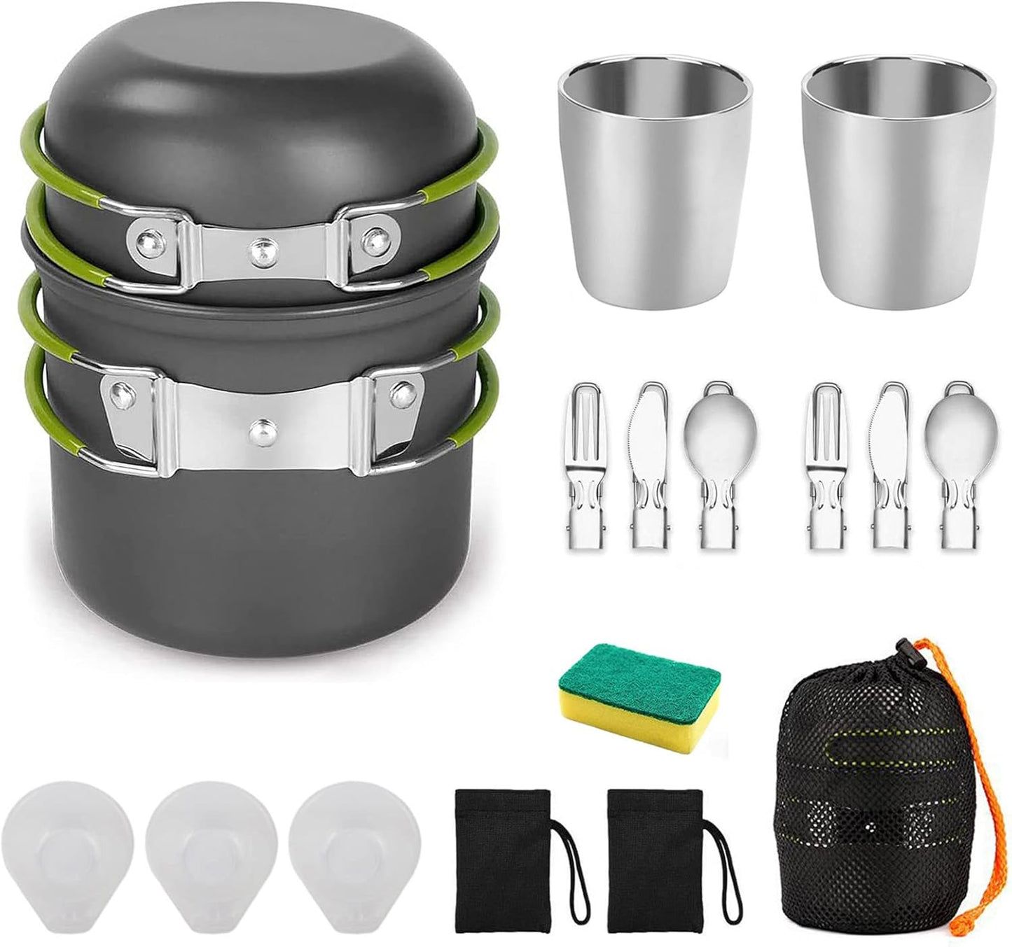 Camping Cookware Mess Kit, Cooking Gear for Outdoor, Cooking Equipment