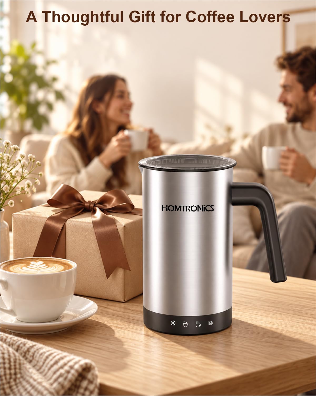 Waterproof Milk Frother&Steamer,90% Frothing Ratio, Auto Shutoff