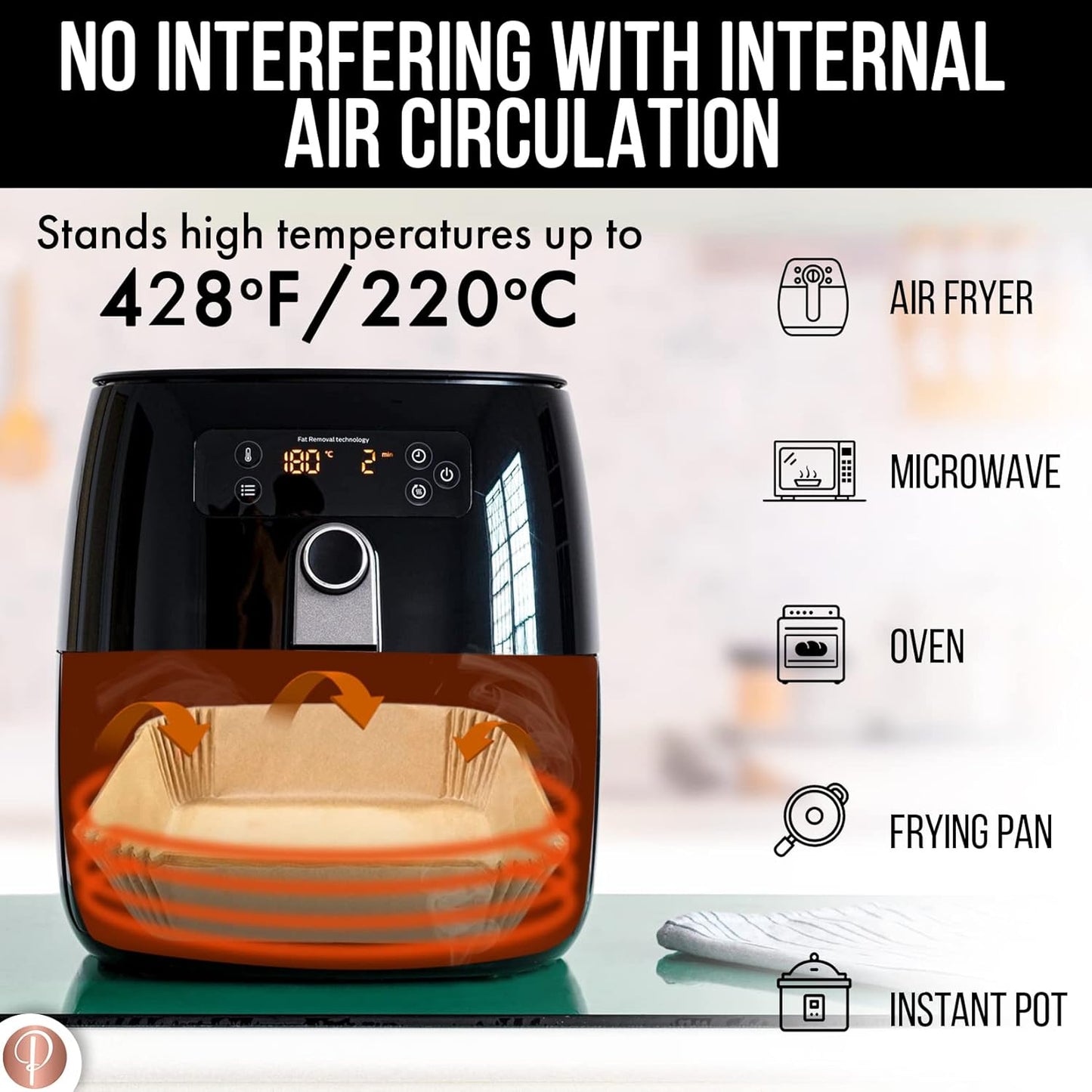 100pcs, 7.9 Inch Disposable Air Fryer Liners, Square for 4.3-8L Basket
