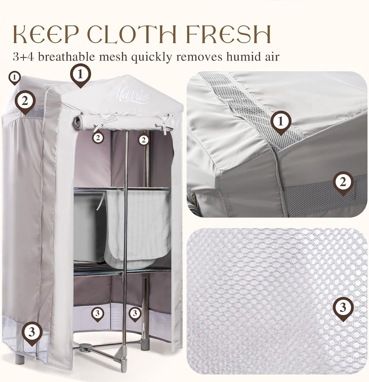 Heated Airer Cover for DrySoon Standard 3-Tier Airer. 125*70*70 cm
