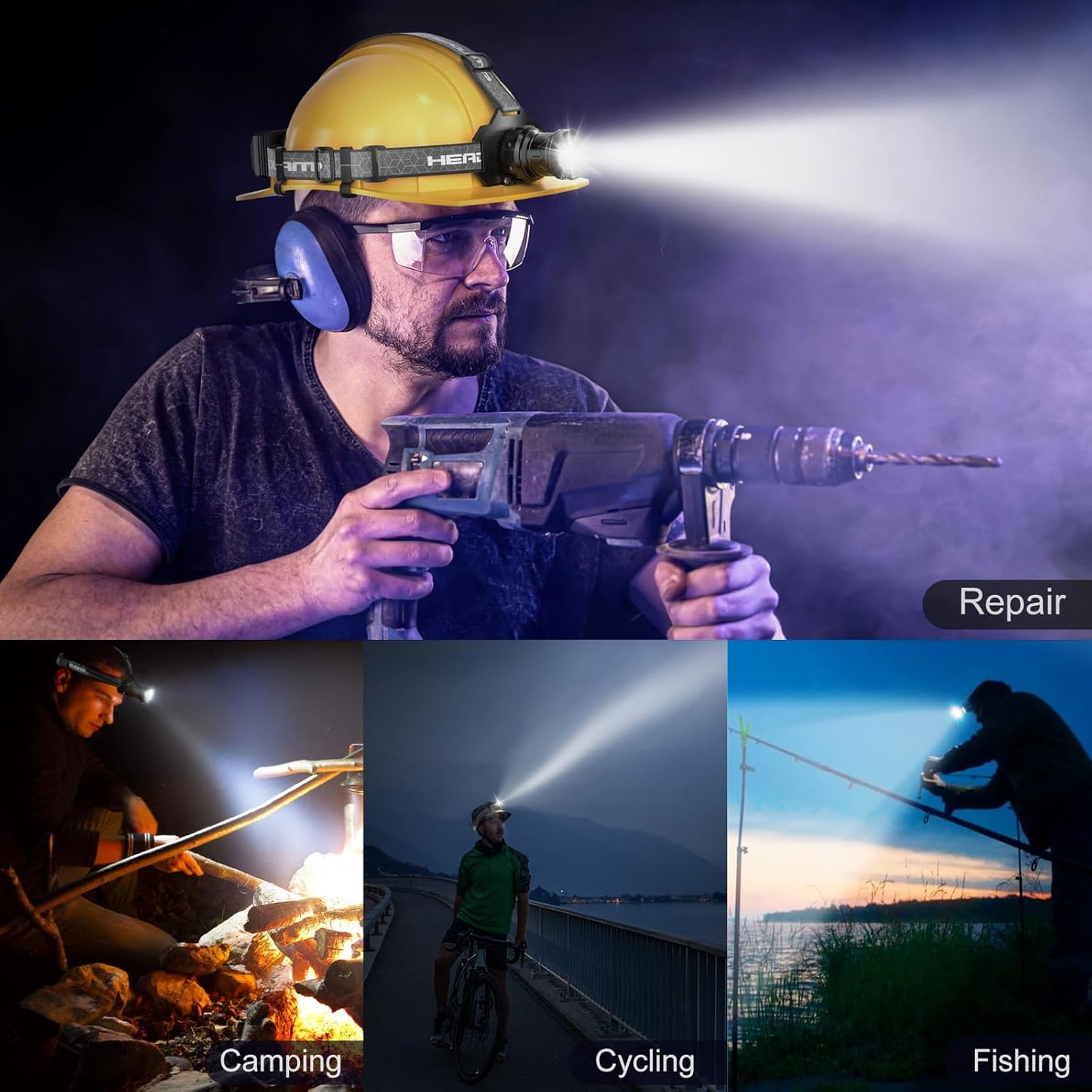 Rechargeable Head Torch, 3,000 Lumens Super Bright LED Headlamp with Motion Sensor