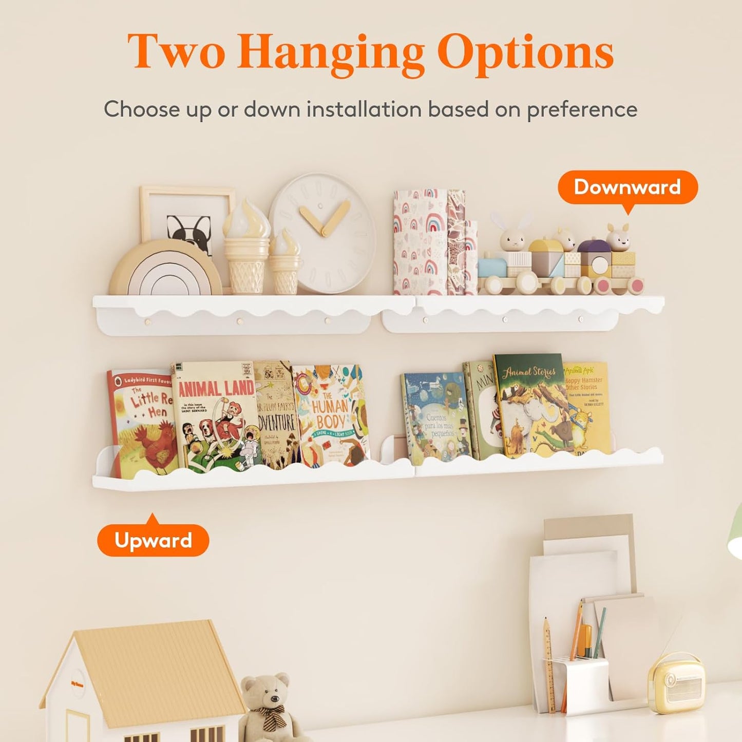 Lifewit 15" White Plastic Cloud Floating Shelves for Wall, 4 Pack