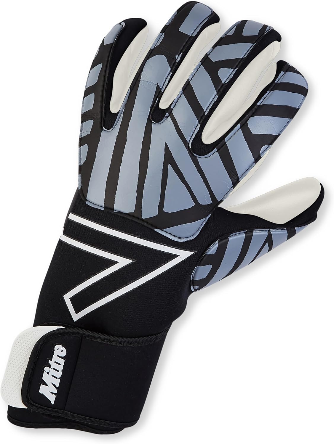 Mitre Impel Goalkeeper Gloves | Shock Absorption | Extra Grip (Black/Grey Size 8)