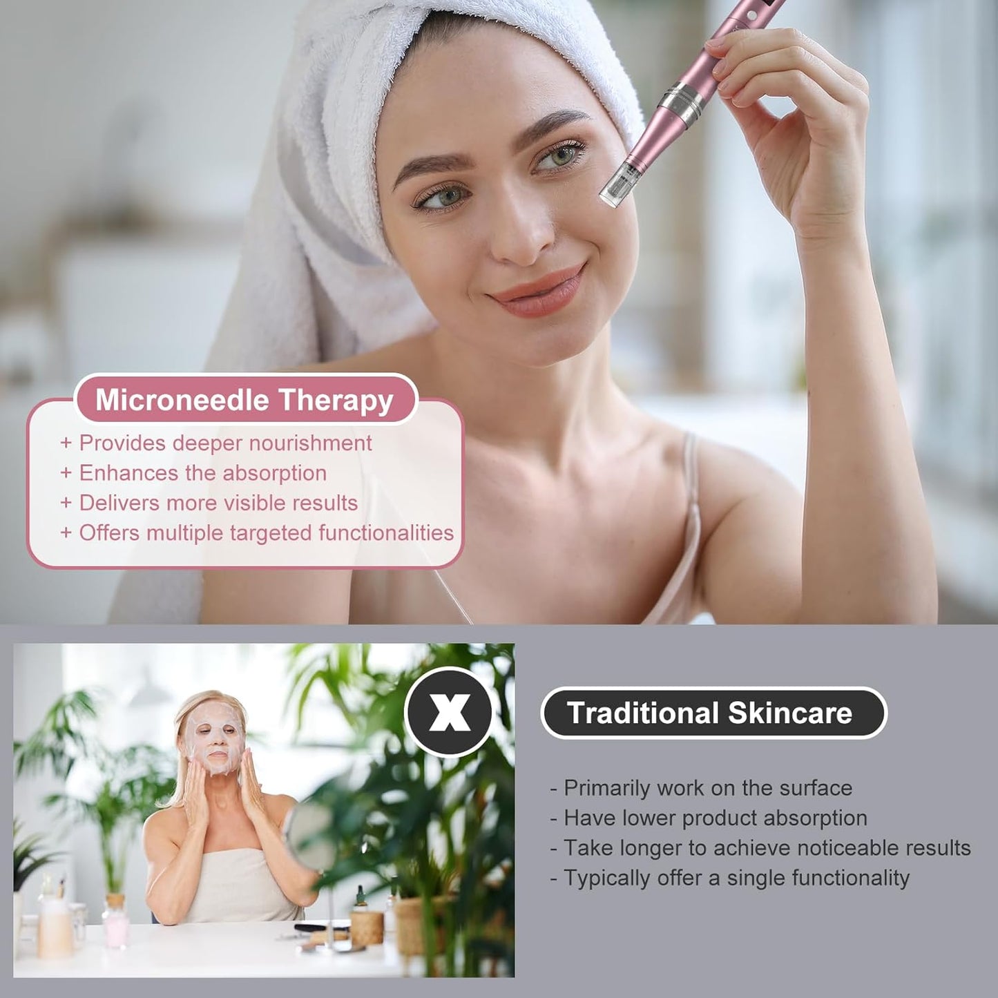 Microneedling Pen 9-Speeds, PELCAS Dermapen with LCD Screen 12 Replacement Pcs
