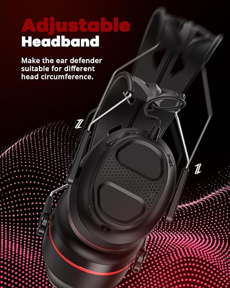 Bluetooth 5.4 Ear Defender, Wireless Hearing Protector Earmuffs with 1200mAh Rechargeable Battery