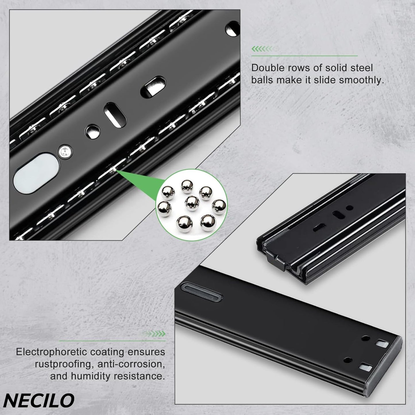 Soft Close Black 300mm Residential Drawer Runner, 45kg Load Capacity (2 Pack)