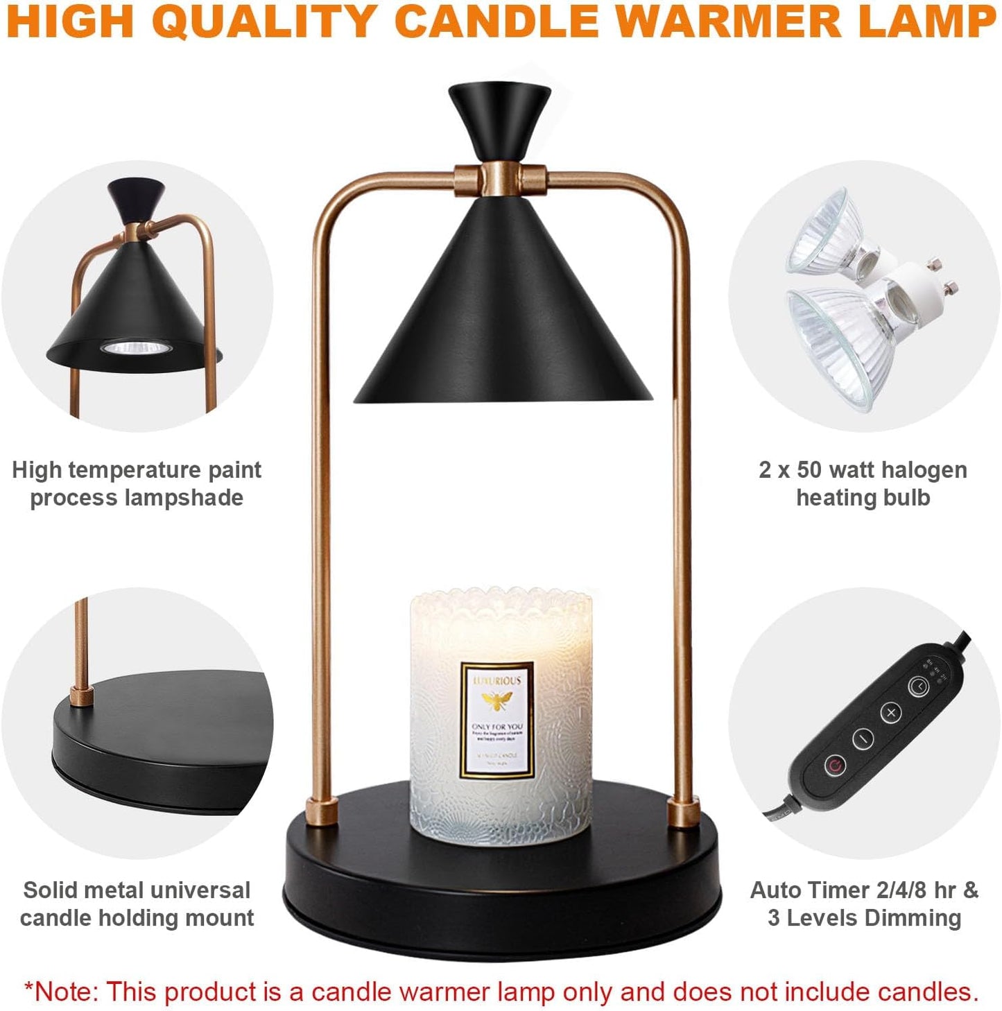 Candle Warmer Lamp with Timer & Dimmer Electric Candle Lamp for Jar Candles