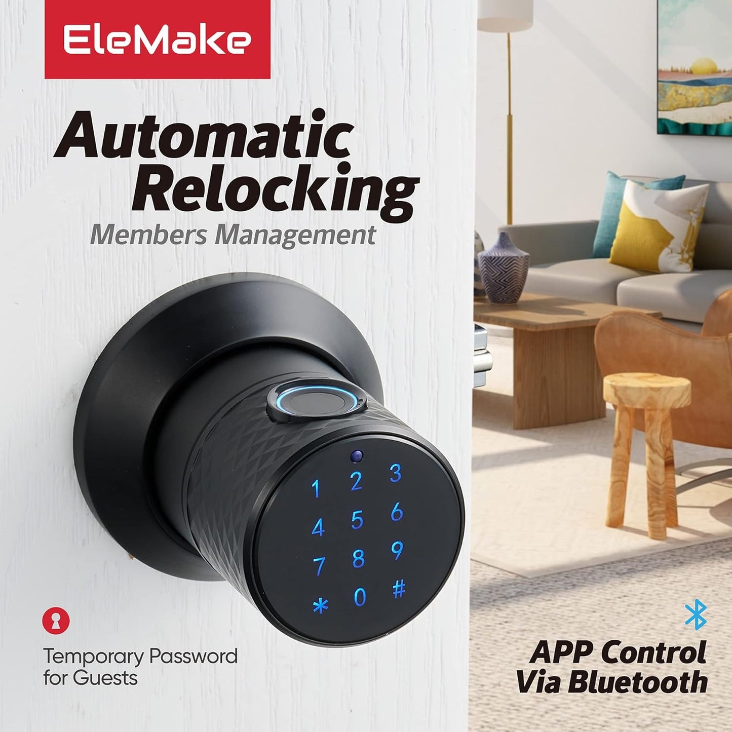 Smart Door Lock, Bluetooth Keyless Fingerprint/Touchscreen Door Knob