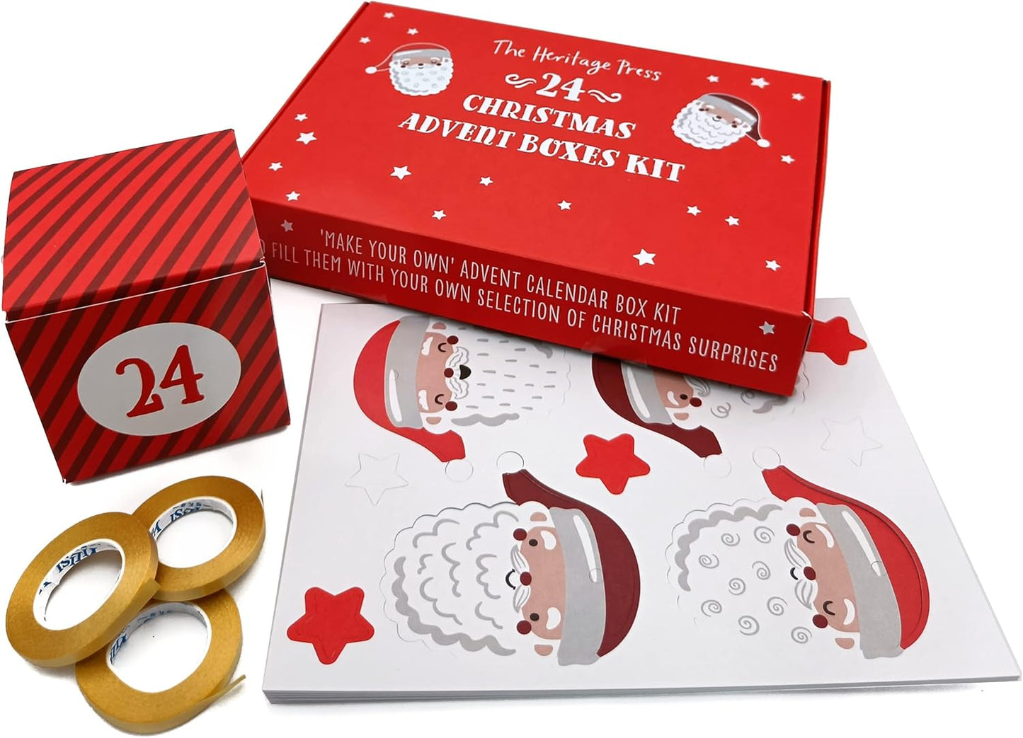The Heritage Press DIY Christmas Box Advent Calendar Kit with Printed Numbers for Family and Friends