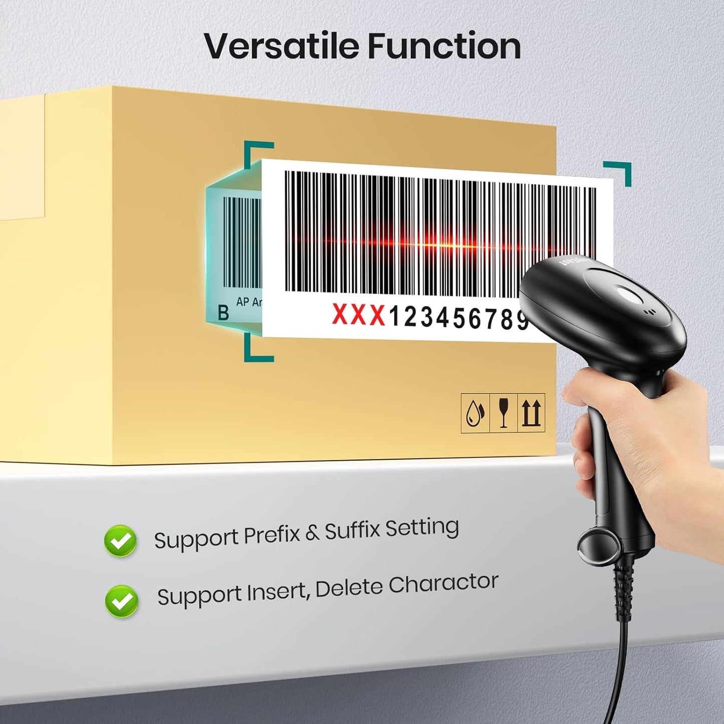 Barcode Scanner with Stand, USB Wired Inventory 2D/1D