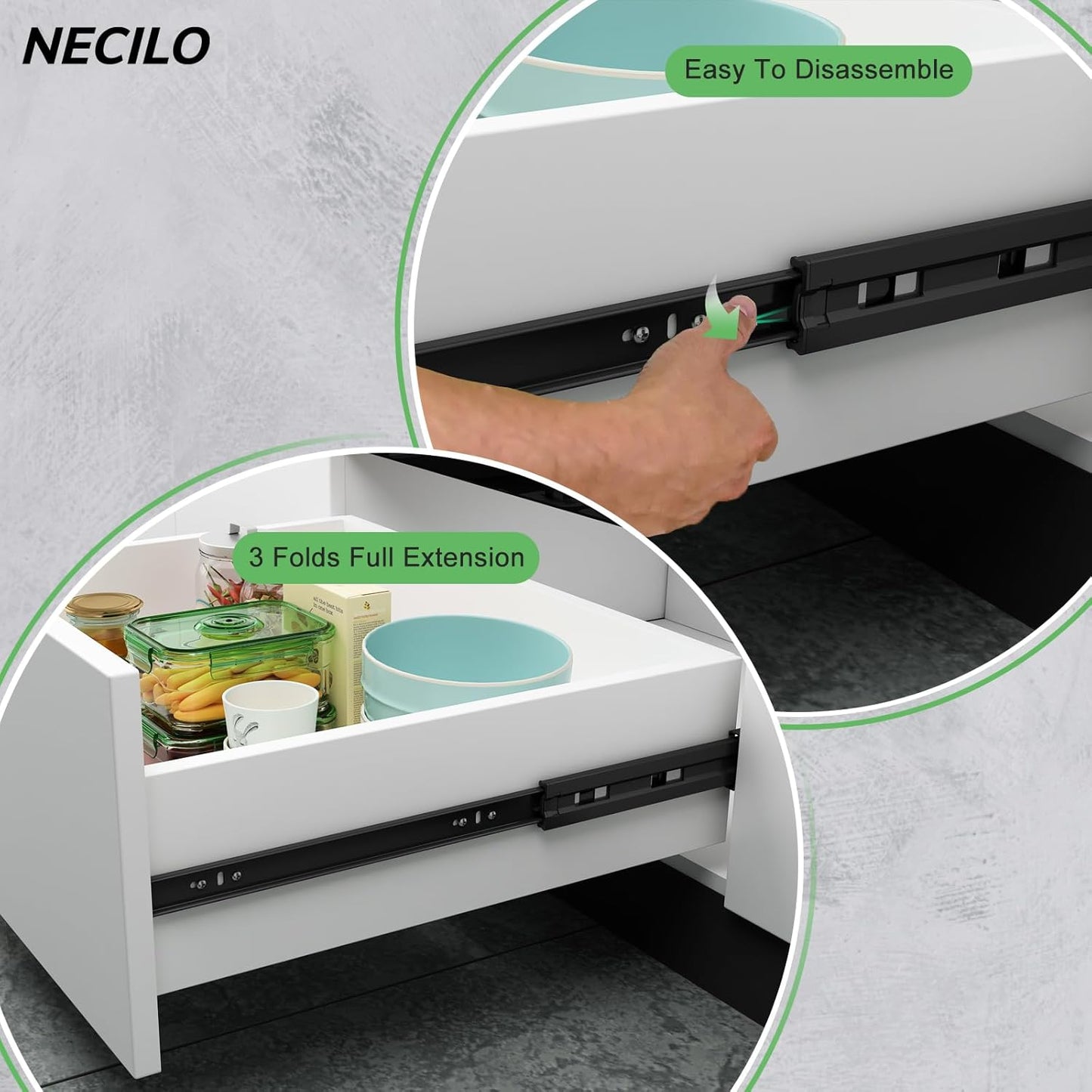 Soft Close Black 300mm Residential Drawer Runner, 45kg Load Capacity (2 Pack)