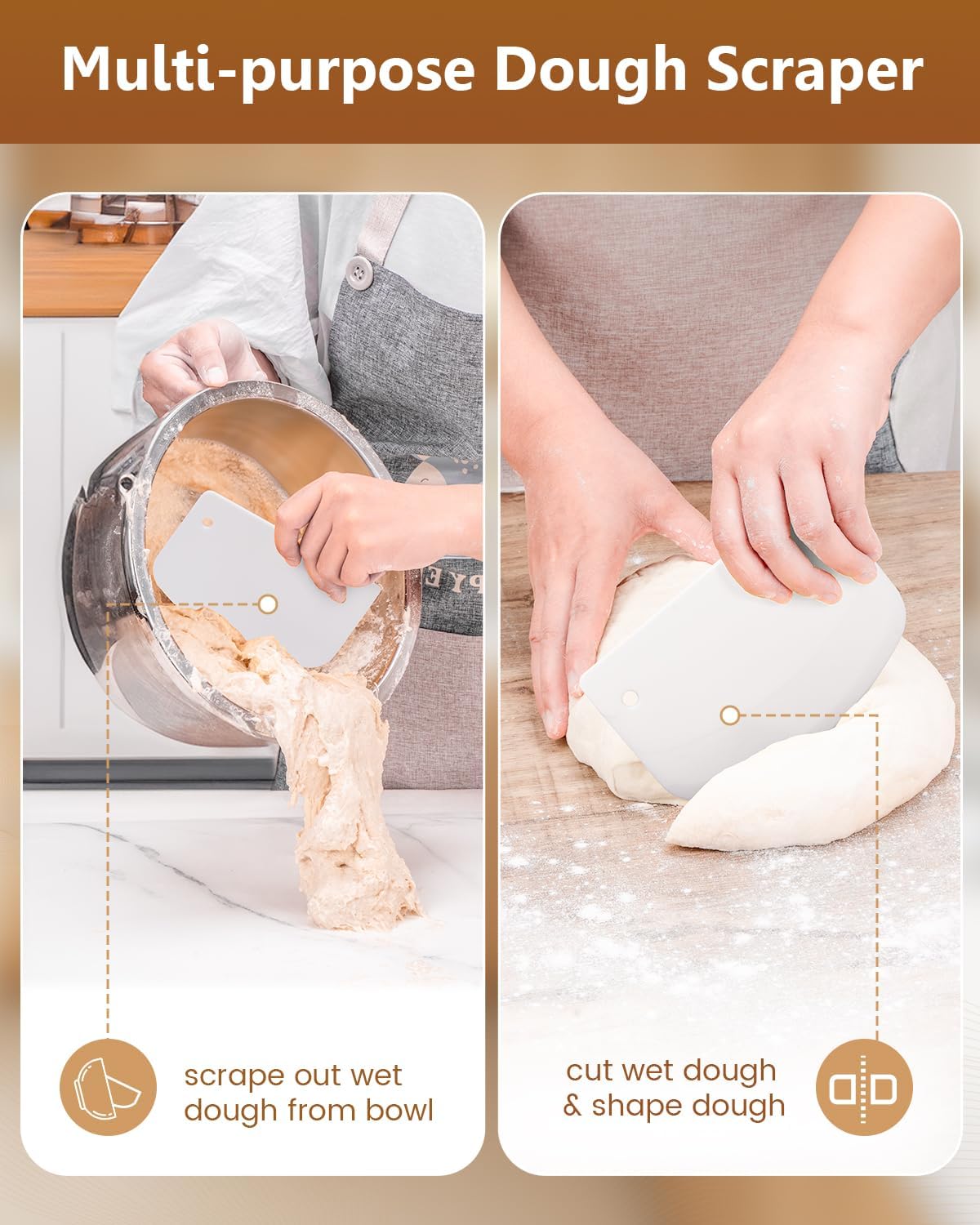 Bread Proofing Basket Set, 9 Inch Round and 10 Inch Oval Rattan Banneton Bowl with Sourdough Bread Making Tools