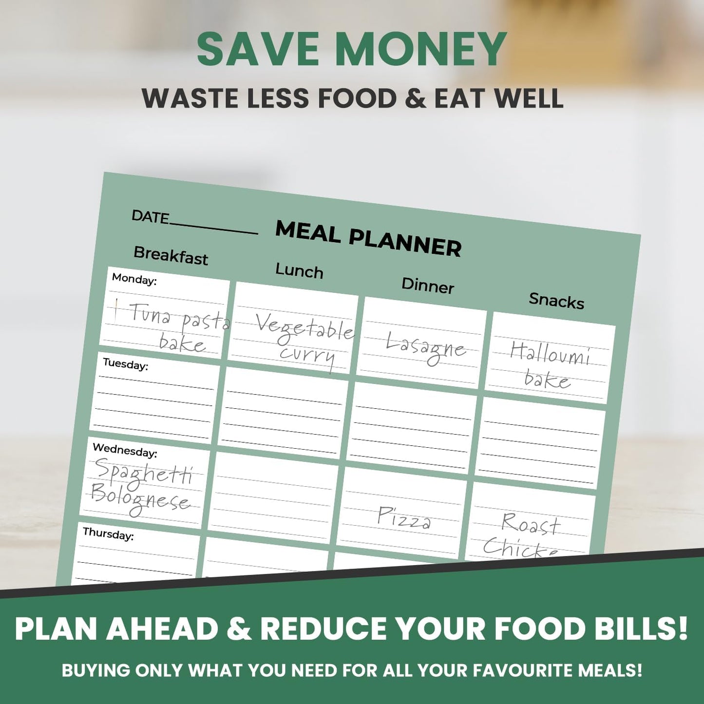 Magnetic Weekly Meal Planner Pad Days of The Week 52 Sheets, Scheduler, Task Notes and to Do Lists