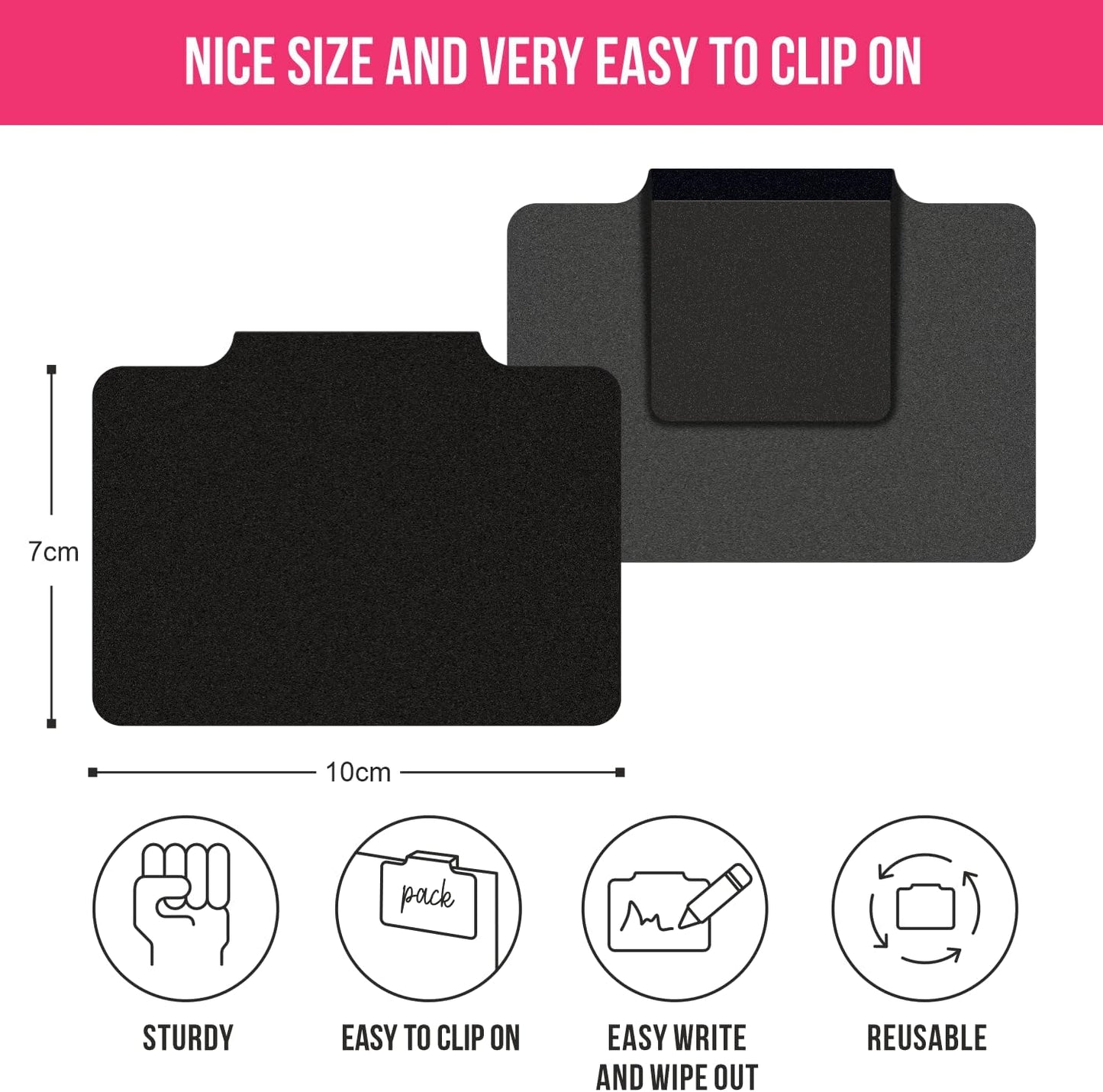 IRICUS clip on basket labels in black, sturdy and reusable for ideal organisation