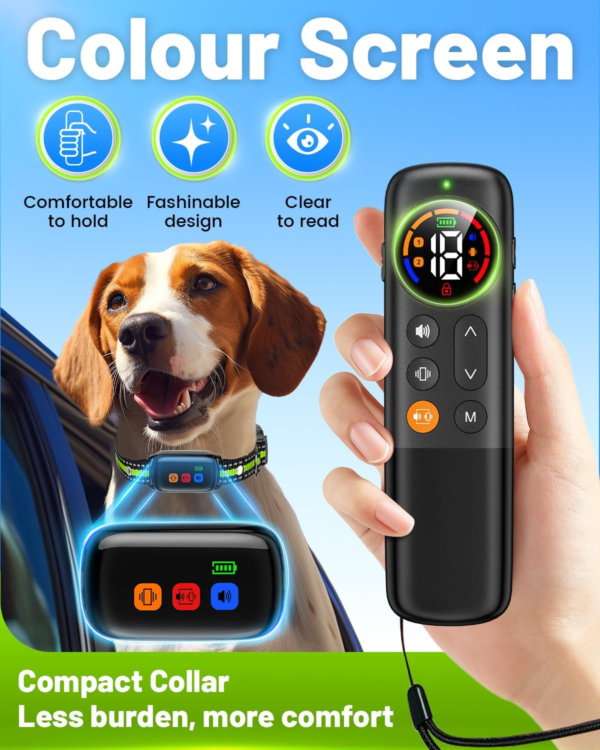Dog Training Collar with Remote, 2000ft Anti Bark Collar for 10-120lbs Small Medium Large Dogs
